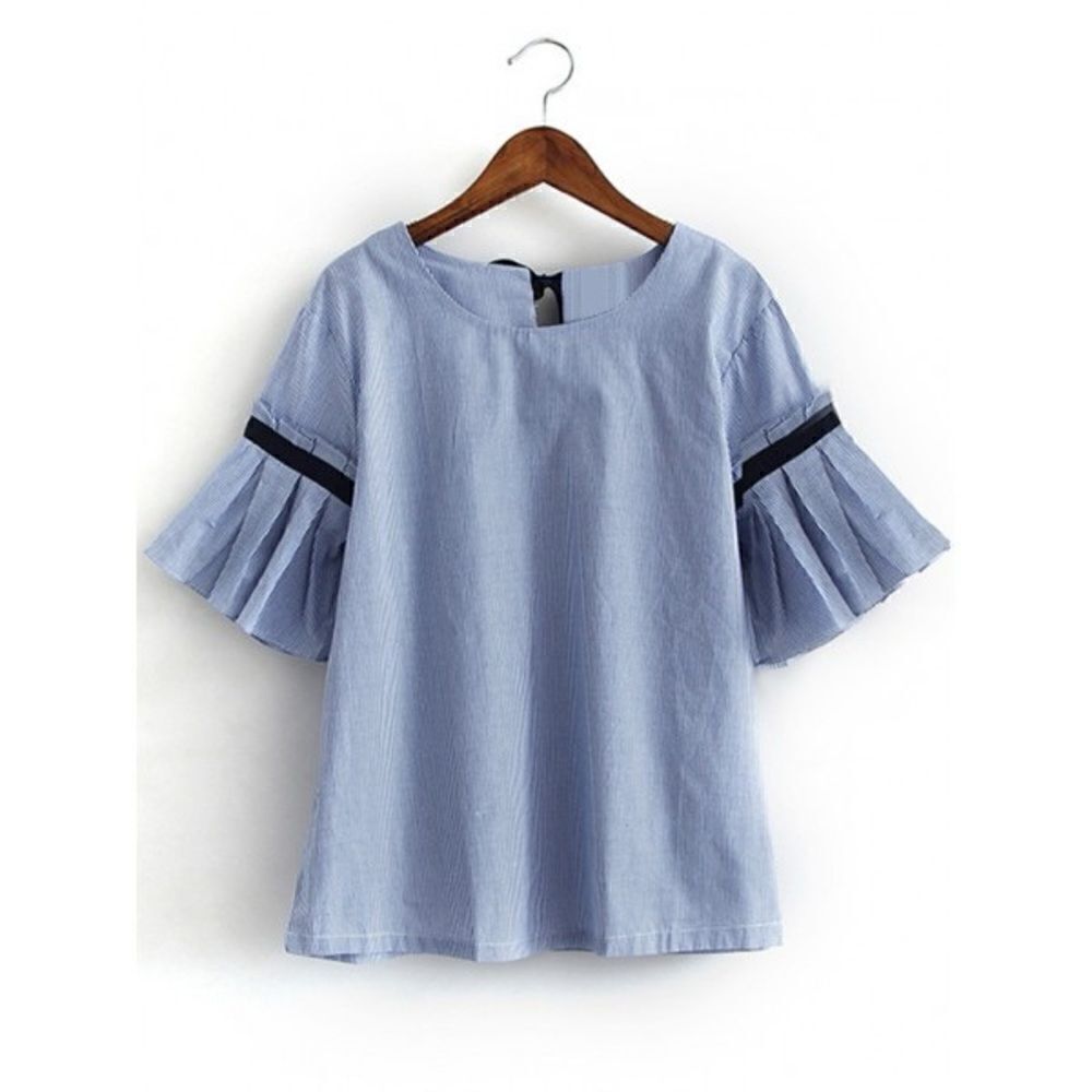 Chepe Italy Blue Short Sleeve Bell Shaped Medium